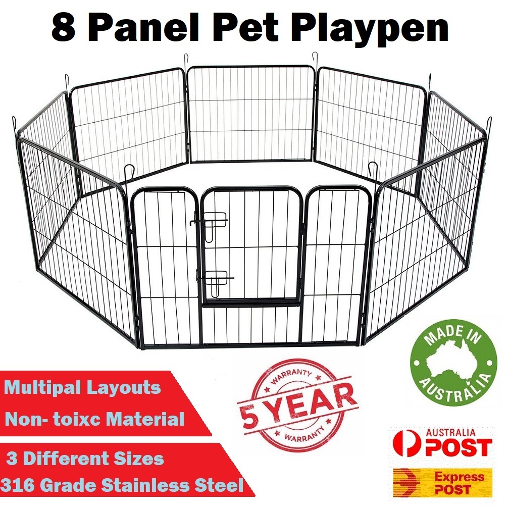 8 Panel Pet Dog Playpen Puppy Exercise Cage Enclosure Fence Play Pen