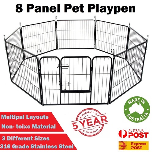 8 Panel Pet Dog Playpen Puppy Exercise Cage Enclosure Fence Play Pen