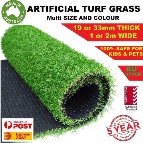 1-100SQM 19mm Thick Synthetic Grass Artificial Turf Plastic Green Plant Lawn Flooring Green